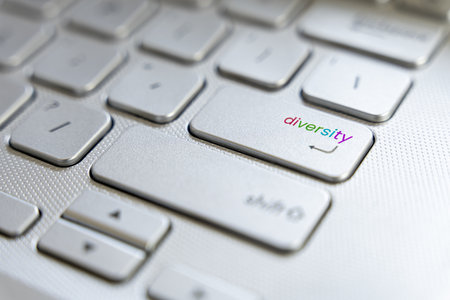Close Up Of Computer Keyboard With Diversity Key Symbolizing Inclusion And Equalityの写真素材