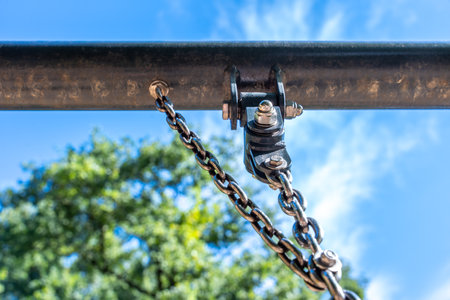 Swing Chain Bracket Mount, Metal Hardware Detail Of Outdoor Playground Safetyの写真素材