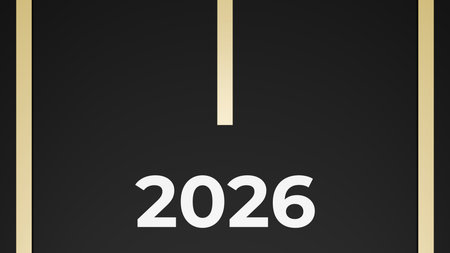 2026 Text Close-Up On Dark Background With Center Line Above Showing Clean Perspective And Minimal Styleの写真素材