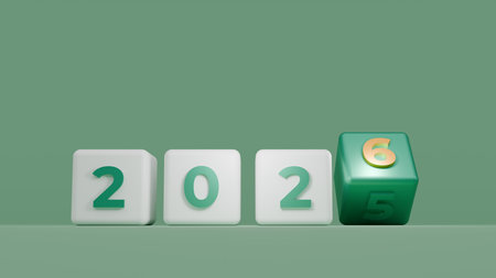 Green And White Cubes With Angled Rolling Six Over Five For 2025 To 2026 New Year Sceneの写真素材