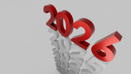 3D Red 2026 Year Number Standing Above Previous Years Symbolizing Future Planning Progress And New Year Conceptsの写真素材