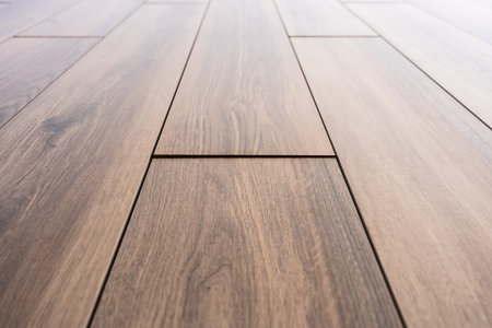 Vertical Facade Cladding Tiles Imitating Wooden Planks In Warm Tone. Exterior Architecture Design And Modern Facade Conceptsの写真素材