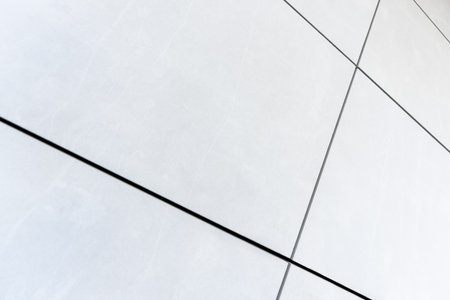 Minimalist White Wall Panels With Geometric Lines In Contemporary Exterior Architectureの写真素材