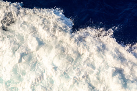 Ocean Waves And Sea Foam Water Splash Wake For Travel Motion And Nature Adventure Backgroundの写真素材