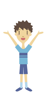 A boy wearing blue T-shirt  vector illustrationのイラスト素材
