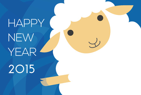 New year card with waving sheepのイラスト素材