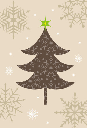 Christmas tree and snowflakesのイラスト素材