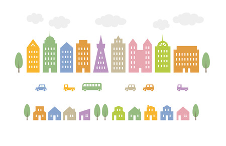 City in pastel colors / vector illustrationのイラスト素材