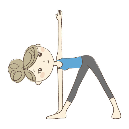 Yoga exercise, a woman in hamstring stretching poseのイラスト素材