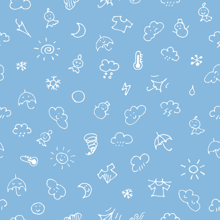 Hand drawn sketch weather icon patternのイラスト素材