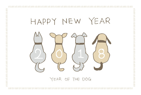 New Year Card with dogs for 2018のイラスト素材