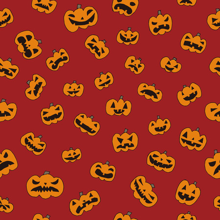 Halloween seamless pattern with Jack o lantern, pumpkinのイラスト素材