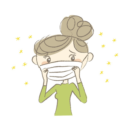 Young woman with surgical mask having hay feverのイラスト素材