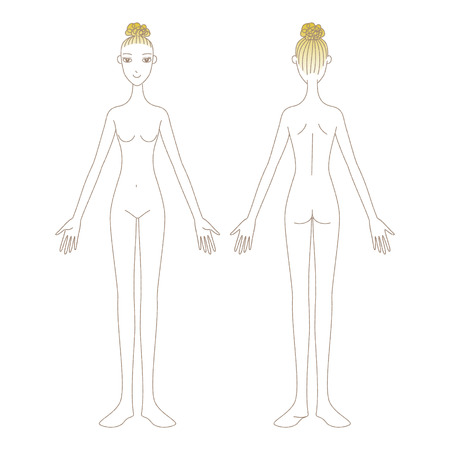 Woman with no clothes Full Body front and backのイラスト素材