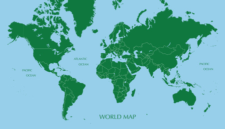 World map, Mercator projection with boundary lineのイラスト素材