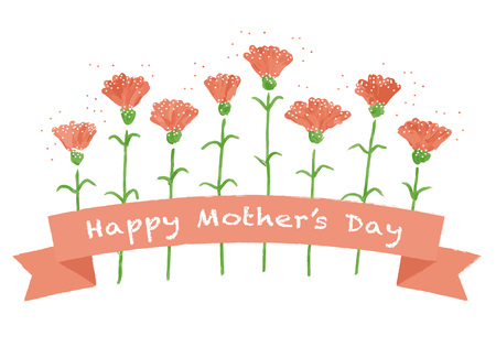 Mother's day red carnation greeting card illustrationのイラスト素材