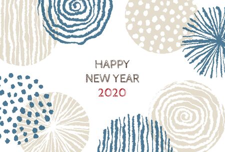 New year card with stylish Scandinavian pattern for year 2020 on white backgroundのイラスト素材
