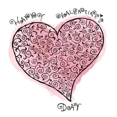 Valentine's Day, hand-drawn heart with arabesque pattern illustrationのイラスト素材