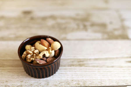 Mixed Nuts in a Cocotte Dishの写真素材