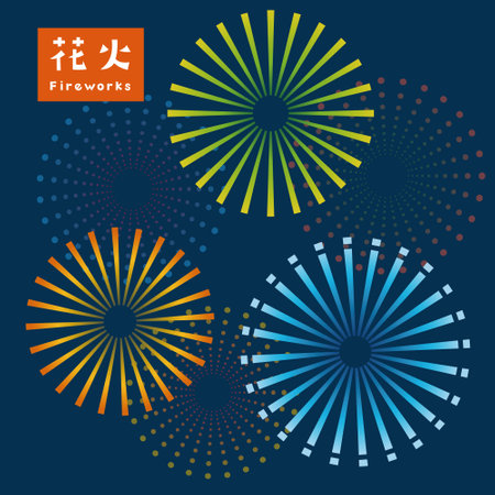 Fireworks with simple dots and lines, Summer imageのイラスト素材