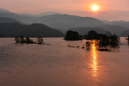 Sunrise at Urabandai, Fukushima, Japanの写真素材
