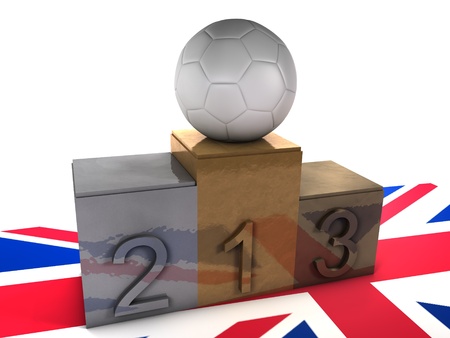 podium and ball footballの写真素材