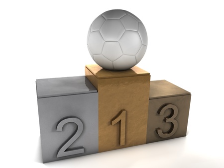 podium and ball footballの写真素材