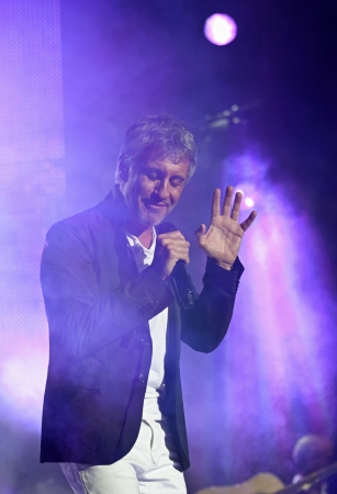 CORDOBA, SPAIN SEPTEMBER 15: Sergio Dalma during their concert tour "Via Dalma II" in CÃ³rdoba. CÃ³rdoba Axerquia Theatre on September 15, 2012 in CÃ³rdoba Spainのeditorial素材