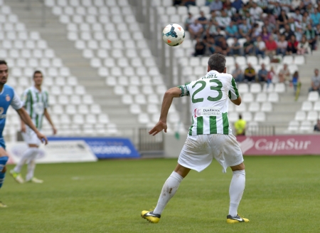 CORDOBA, SPAIN - SEPTEMBER 29:  Abel  Gómez W(23) in action during match league Cordoba (W) vs Girona (B)(2-0) at the Municipal Stadium of the Archangel on September 29, 2013 in Cordoba Spainのeditorial素材