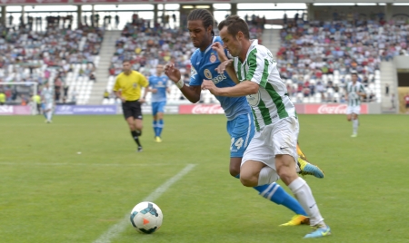 CORDOBA, SPAIN - SEPTEMBER 29:  Lopez Silva W(19) in action during match league Cordoba (W) vs Girona (B)(2-0) at the Municipal Stadium of the Archangel on September 29, 2013 in Cordoba Spainのeditorial素材