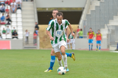 CORDOBA, SPAIN - SEPTEMBER 29:  Lopez Silva W(19) in action during match league Cordoba (W) vs Girona (B)(2-0) at the Municipal Stadium of the Archangel on September 29, 2013 in Cordoba Spainのeditorial素材
