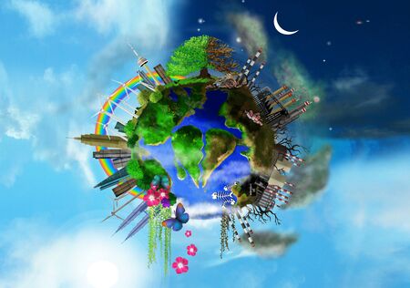 Save Our Planet, save our world, save our earth,  Fun lustration poster on a serous subject,  great for schools etc  high detail drawingsの写真素材