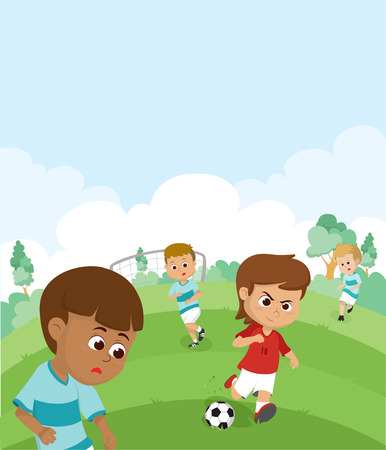 children playing football match.のイラスト素材