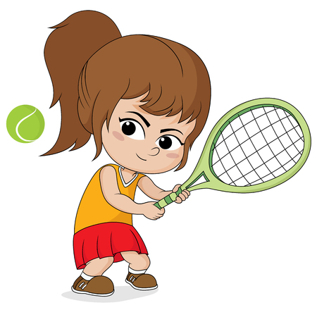 girl playing tennis.vector and illustration.のイラスト素材