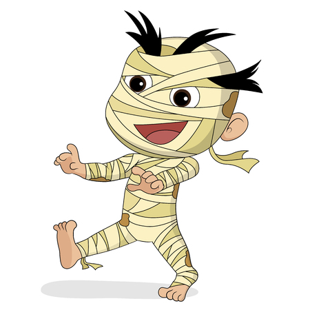 Happy Halloween.Cute mummy in halloween.vector and illustration.のイラスト素材
