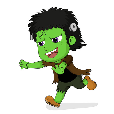 Happy Halloween.Cute frankenstein in halloween.vector and illustration.のイラスト素材