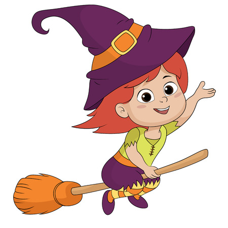 Happy Halloween.Cute witch in halloween.vector and illustration.のイラスト素材