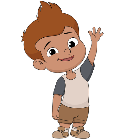 cute kid welcome.vector and illustration.のイラスト素材