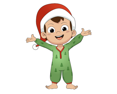 Cute kid in christmas holiday.Vector and illustration.のイラスト素材