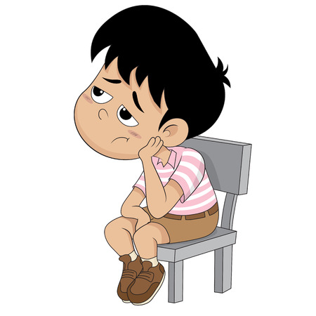 Cute kid boring everything.Vector and illustrationのイラスト素材