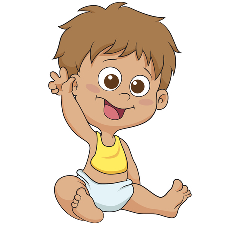 Cute baby say bye bye. Vector illustration.のイラスト素材