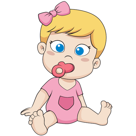 Cute little Baby sitting. Vector illustration.のイラスト素材