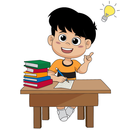 kid having a good idea.vector and illustrationのイラスト素材