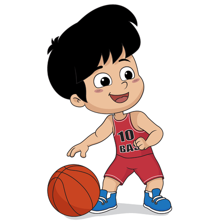 kid playing basketball.vector and illustration.のイラスト素材