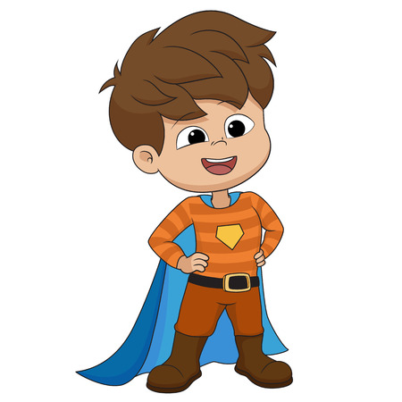 Boy wearing superhero costume.vector and illustration.のイラスト素材