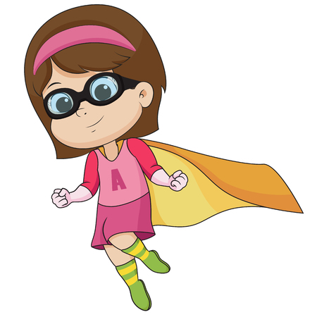 Girl wearing superhero costume.vector and illustration.のイラスト素材