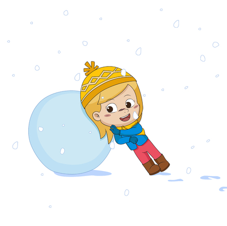 kid playing snow.vector and illustration.のイラスト素材