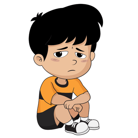 kid defeats in the competition.Vector and illustration.のイラスト素材