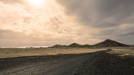 Path to some mountain in the north of Icelandの写真素材