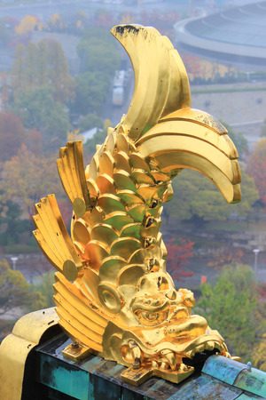 Shachi: roof ornament at Osaka Castleのeditorial素材
